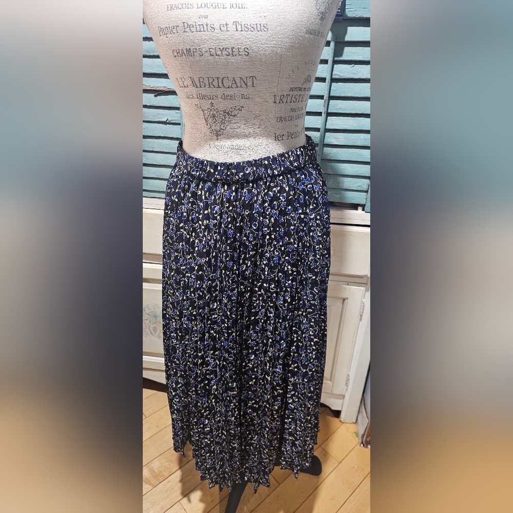 J. Crew Black and Blue Floral Maxi Skirt